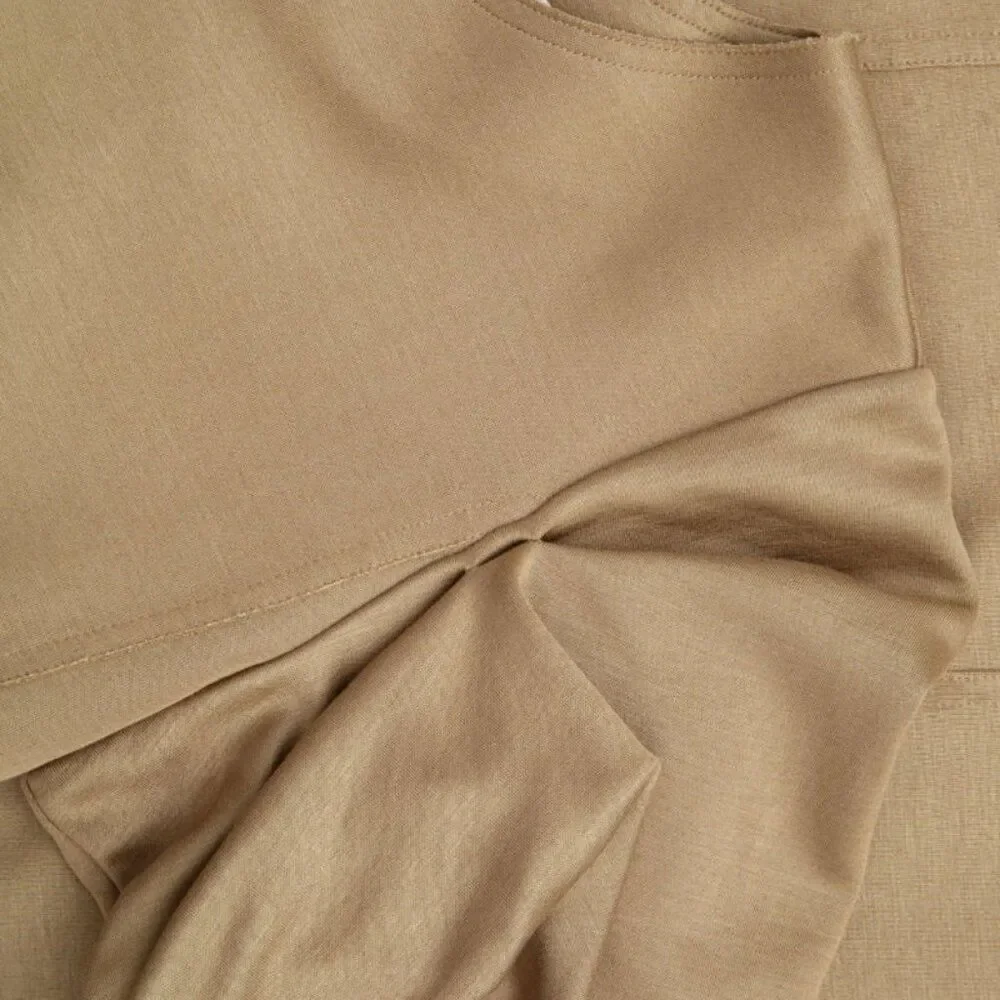 COS Tan Sheath Short Puff Sleeve Midi Dress - Picture 4 of 8